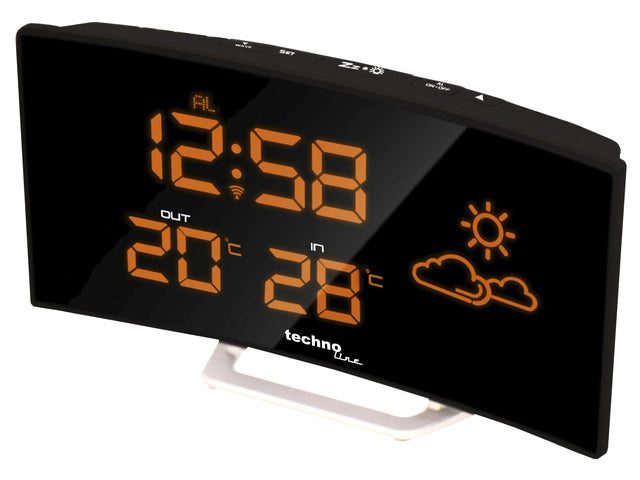 Weerstation Technoline WS 6832 196x106x39mm zwart/zilver gebogen LED display met 1 buitensensor 30m