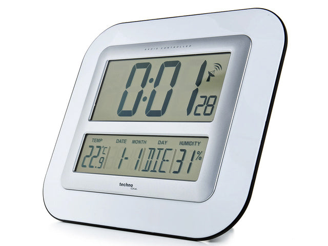 Digitale wandklok Technoline WS 8006 276x195x27mm wit/zilver