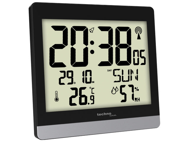 Digitale wandklok Technoline WS 8014 200x189x29mm zwart/zilver