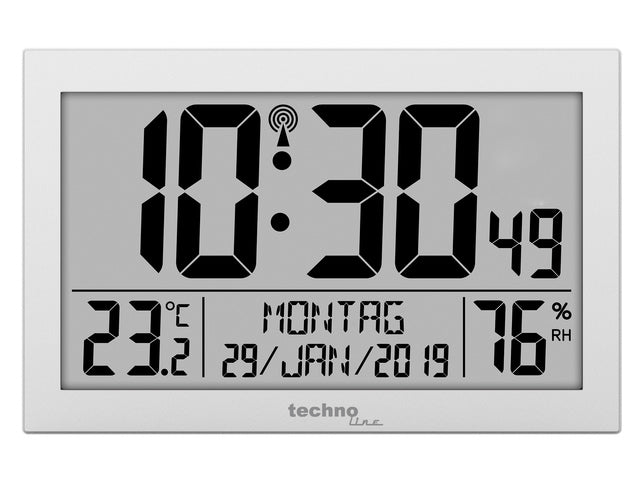 Digitale wandklok Technoline WS 8016 225x143x24mm zilver