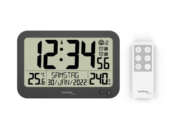 Digitale wandklok Technoline WS 8026 223x148x17mm zwart met afstandsbediening