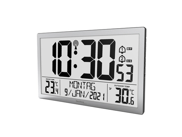 Digitale wandklok Technoline WS 8113 373x228x30mm zwart met 1 buitensensor 30m