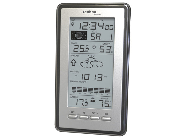 Weerstation Technoline WS 9040-IT 100x178x28mm zilver/grijs met 1 buitensensor 100m