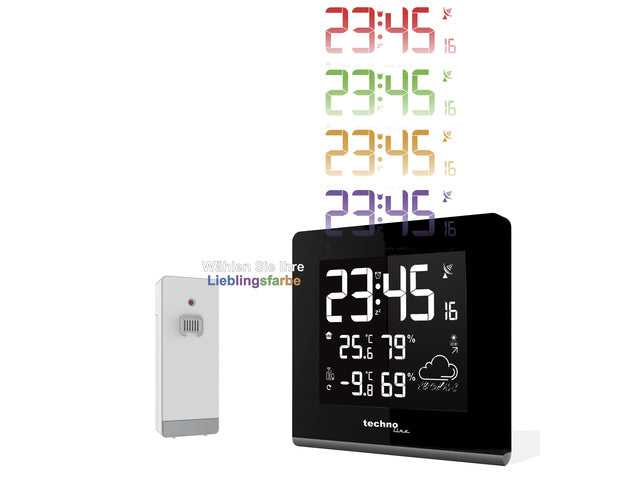 Weerstation Technoline WS 9065 165x170x26mm zwart/zilver met 1 buitensensor 30m en instelbare achtergrondverlichting