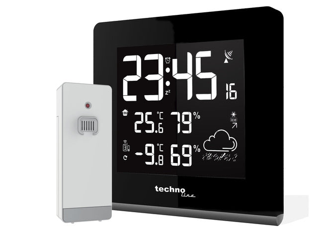 Weerstation Technoline WS 9065 165x170x26mm zwart/zilver met 1 buitensensor 30m en instelbare achtergrondverlichting