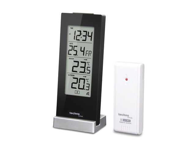 Weerstation Technoline WS 9767 64x165x45mm hoogglans zwart/zilver met 1 buitensensor 30m
