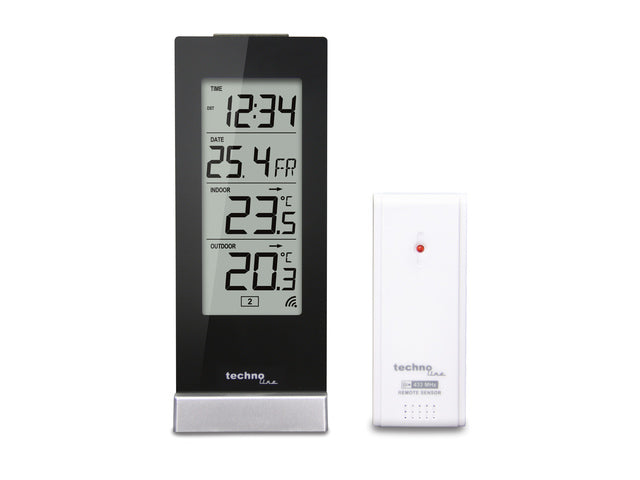 Weerstation Technoline WS 9767 64x165x45mm hoogglans zwart/zilver met 1 buitensensor 30m