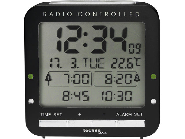 Wekker Technoline WT 245 80 x 80 x 30 mm zwart