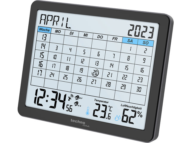 Digitale kalender Technoline WT 2600 172x139x21mm zwart