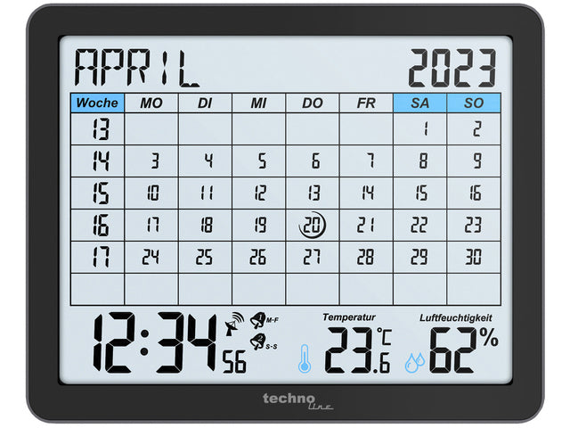 Digitale kalender Technoline WT 2600 172x139x21mm zwart