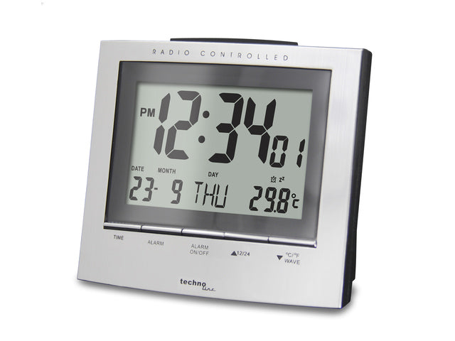 Wekker Technoline WT 280 120x105x50mm zilver/zwart