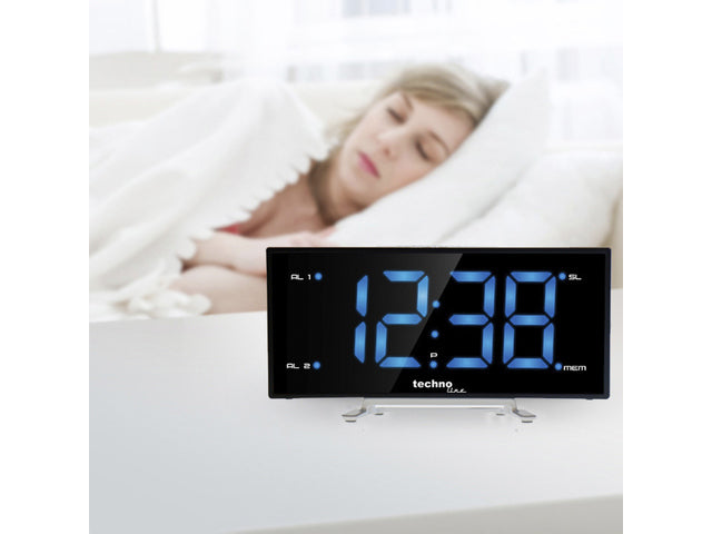 Wekkerradio Technoline WT 460 171x40x87mm schwarz gebogen LED blauw