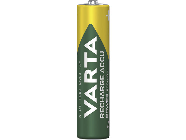 Batterij oplaadbaar Varta AAA 800mAh blister a 4 stuks