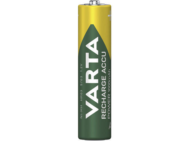 Batterij oplaadbaar Varta AAA 1000mAh blister a 4 stuks