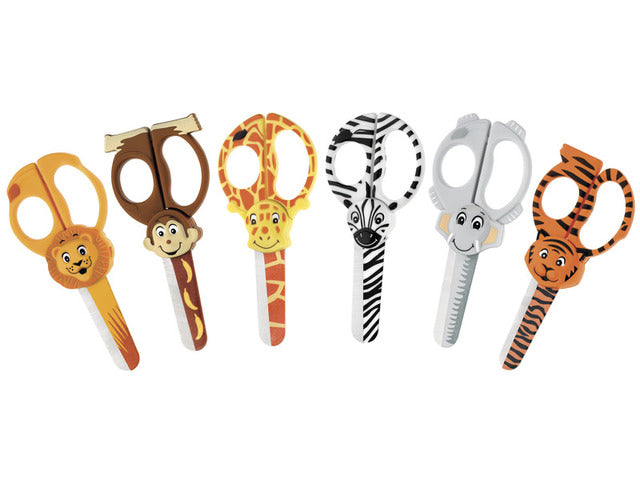 Schaar Westcott Kids 13cm "wild ones" ronde punt 6 stuks assortiment uitgesloten