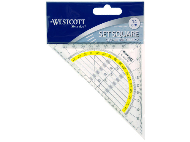 Geodriehoek Westcott 14 cm in zakje met kopkaart