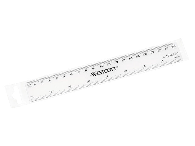 Liniaal Westcott 20cm kunststof cm/inch verdeling