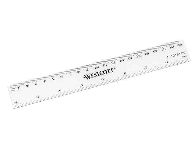 Liniaal Westcott 20cm kunststof cm/inch verdeling