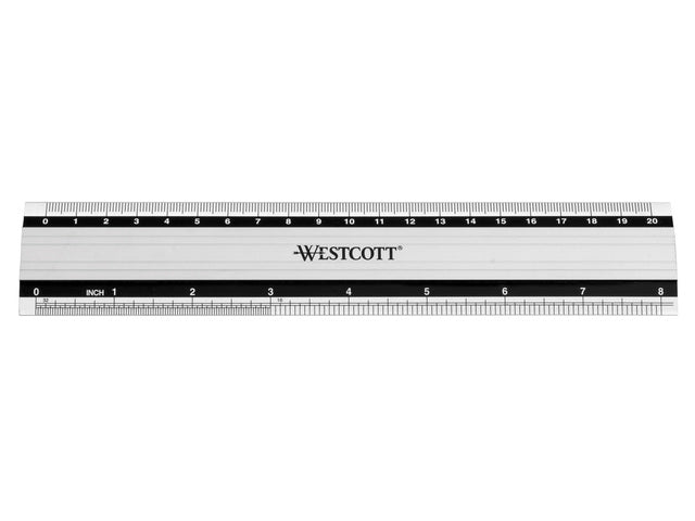Liniaal Westcott aluminium 20cm met antislip