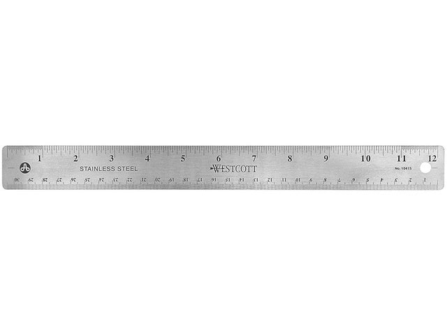 Liniaal Westcott 30cm RVS met antislip