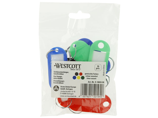 Sleutelhanger Westcott ass. 10e. in polybag. Met verwisselbaar etiket.