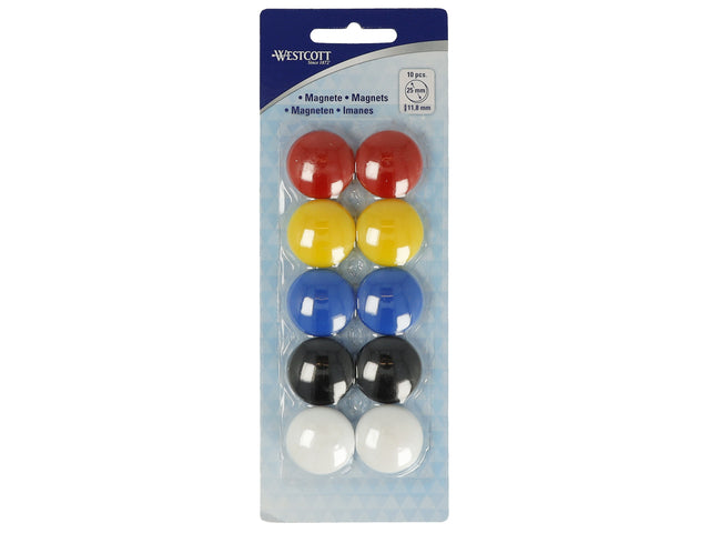 Magneet Westcott assortiment pak à 10st. Ø 25x11,8mm, 300g