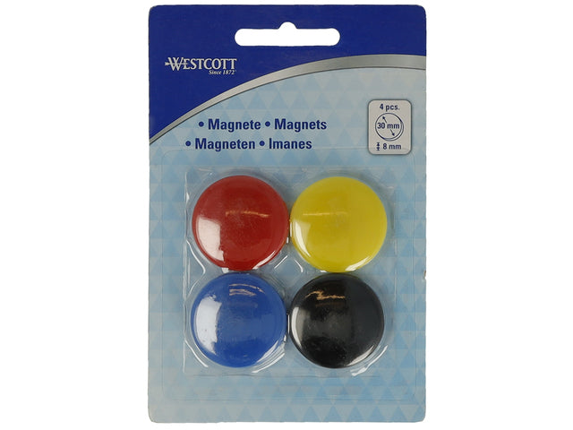 Magneet Westcott assorti pak à 4st. Ø 30x8mm, 900g