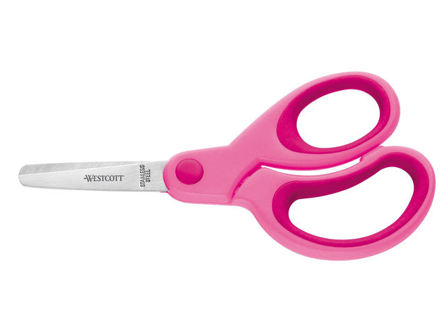 Schaar Westcott Kids 13cm zachte grip ronde punt roze