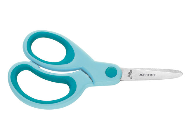 Schaar Westcott Kids 13cm softgrip linkshandige spitse punt turquoise
