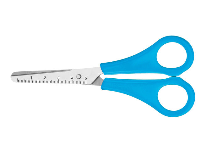 Schaar Westcott Kids 13cm RH kunstst. ronde punt blauw in zak