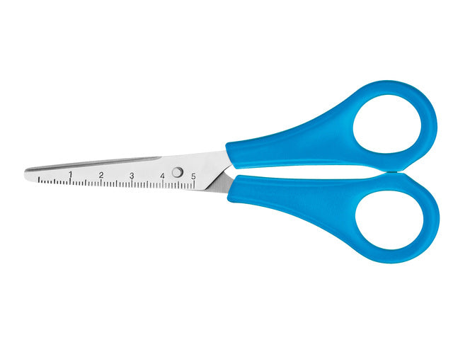 Schaar Westcott Kids 13cm RH kunstst. spitse punt blauw in zak