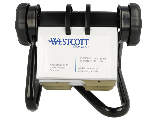 Rolodex Westcott zwart 16x14x13cm met 200 hoezen