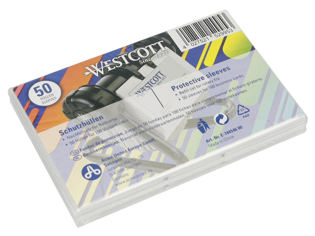 Hoezen Westcott tbv Rolodex AC-E744539 50stuks 10,2x1,6x6,8cm