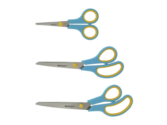 Scharenset Westcott Easy grip 3dlg 14/20,1/24,7cm turkoois/ meloengeel RVS