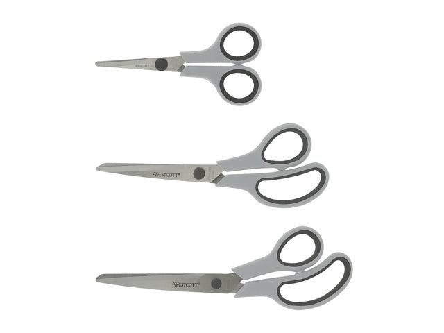 Scharenset Westcott Easy grip 3dlg 14/20/24,5cm licht grijs/ antraciet RVS