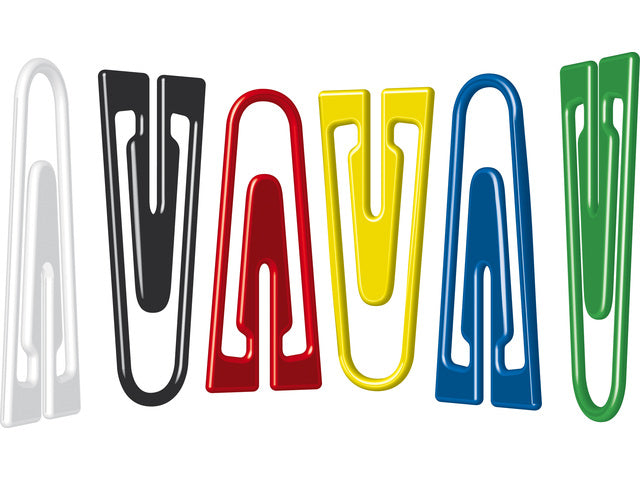 Paperclips Alco 26mm rechthoekig kunststof assorti doos 1000 stuks