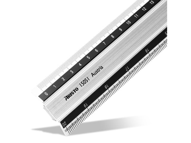 Liniaal Aristo 50cm aluminium met rubberen binnenpoot