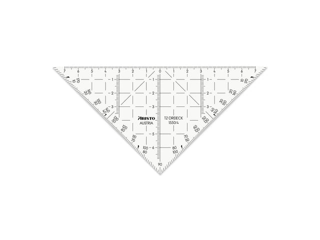Geodriehoek Aristo 14 cm transparant flexibel zonder facet