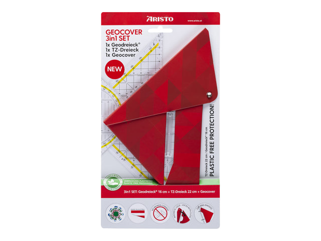 Geocoverset Aristo 3in1 Basic 1 geocover, 1 geodriehoek, 1 tekendriehoek