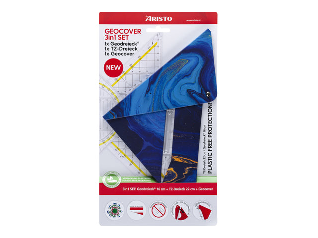 Geocoverset Aristo 3in1 Diepblauw, 1 geocover, 1 geodriehoek, 1 tekendriehoek