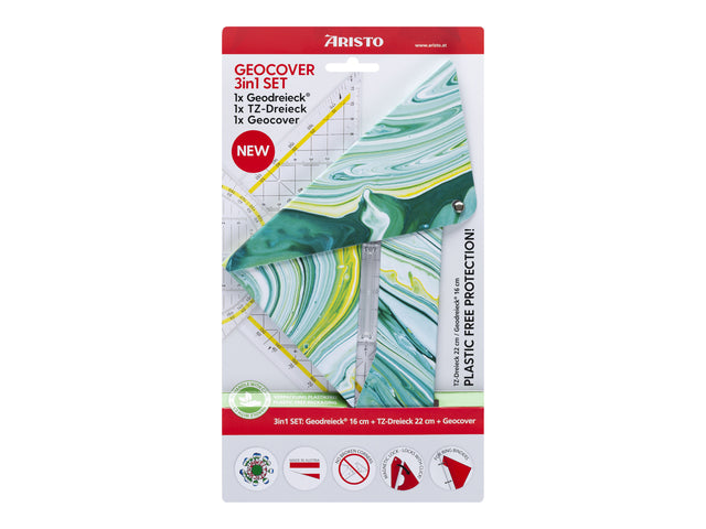 Geocoverset Aristo 3in1 Mystic groen, 1 geocover, 1 geodriehoek, 1 tekendriehoek