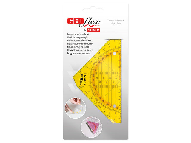 Geodriehoek Aristo GEOflex 14cm flexibel Neon oranje