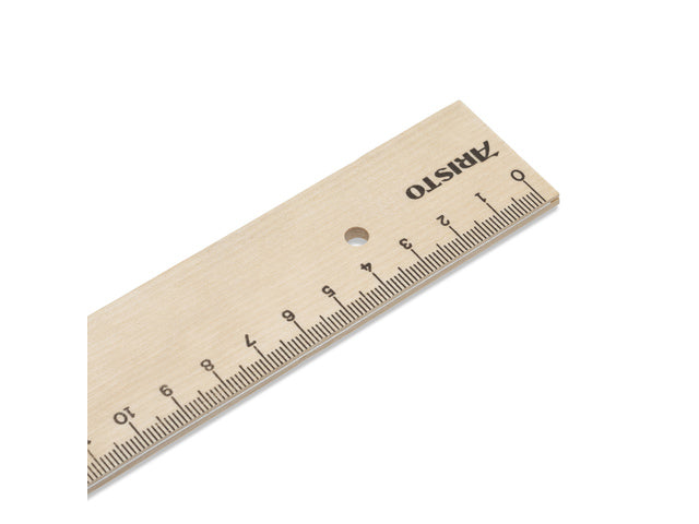 Liniaal Aristo 30cm hout met metaalinleg