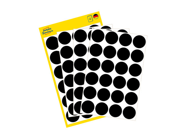 etiket Zweckform 18mm rond 4 vel a 24 etiketjes zwart