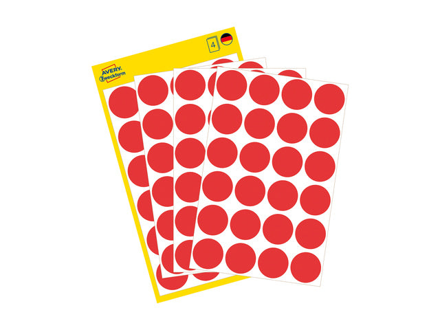 etiket Zweckform 18mm rond 4 vel a 24 etiketjes rood
