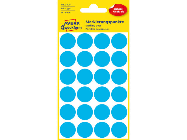 etiket Zweckform 18mm rond 4 vel a 24 etiketjes blauw