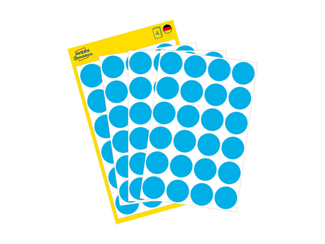 etiket Zweckform 18mm rond 4 vel a 24 etiketjes blauw