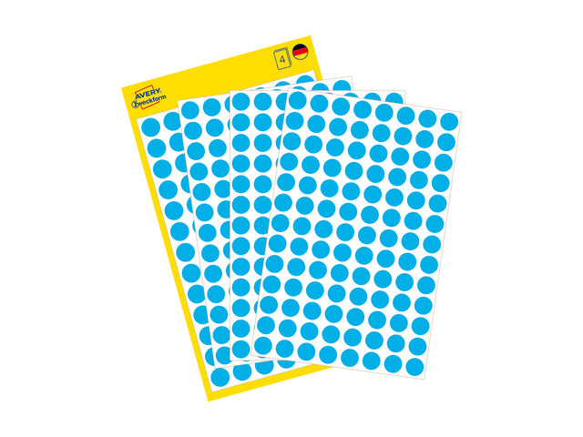 etiket Zweckform 8mm rond 4 vel a 104 etiketjes blauw