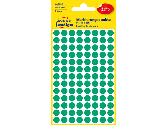 etiket Zweckform 8mm rond 4 vel a 104 etiketjes groen
