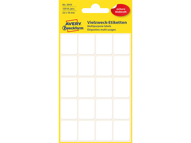 Etiket Zweckform 22x18mm met blister a 120 etiketjes